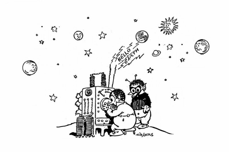 Карикатура 1920-х, которой газеты проиллюстрировали откровения Маркони  