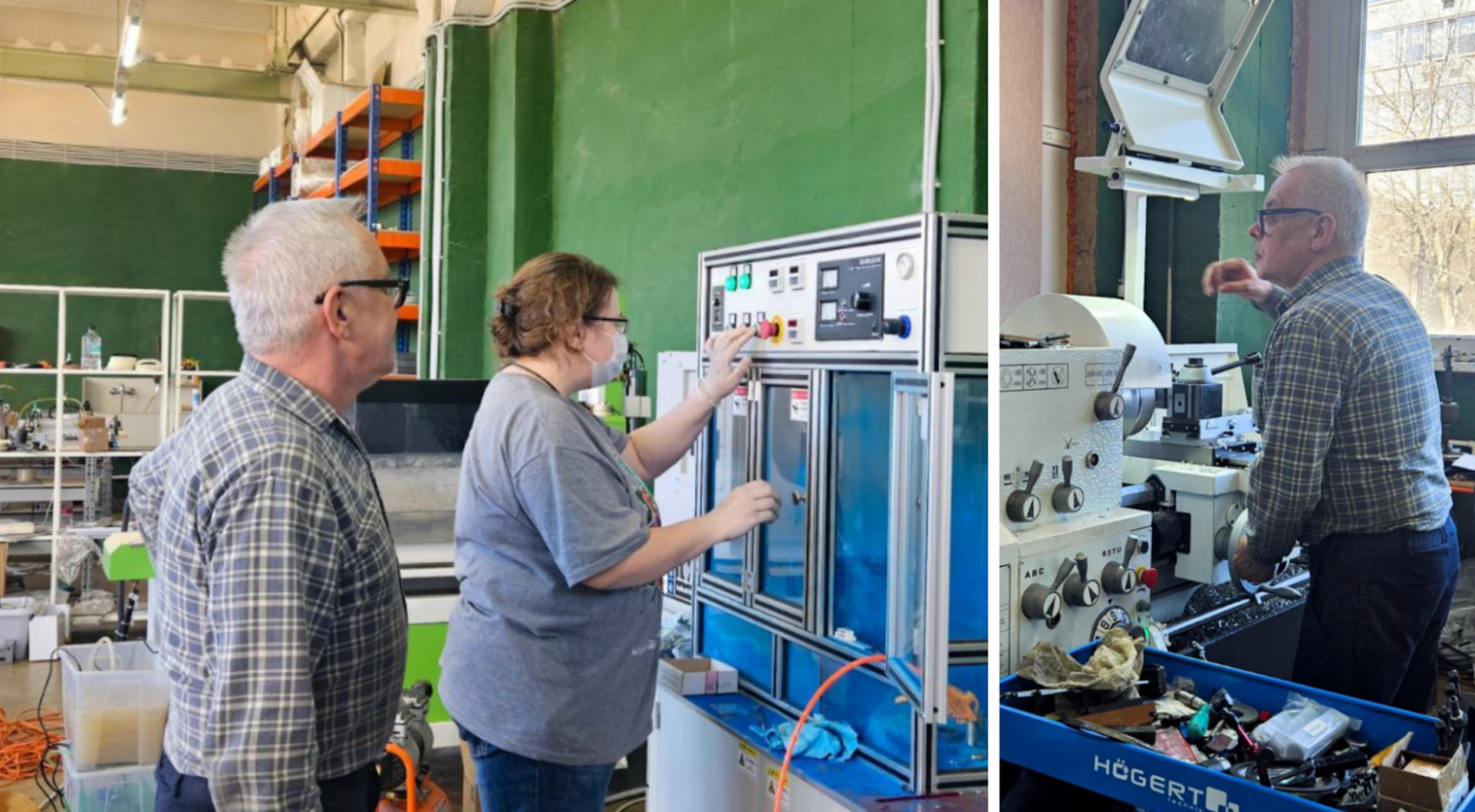 Рабочий момент: Наталья Андреевна сказала свои пожелания по оснастке для системы напыления Виктору Викторовичу, и Виктор Викторович пошел переделывать.