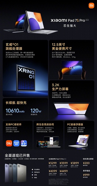 10 610 мАч в ультратонком корпусе 5,8 мм и с топовой платформой Xring O1. Представлен флагманский планшет Xiaomi Pad 7S Pro