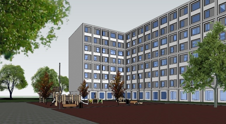 На эскизе есть геометрия, возможные деревья очень условно нарисованные, дорожки.