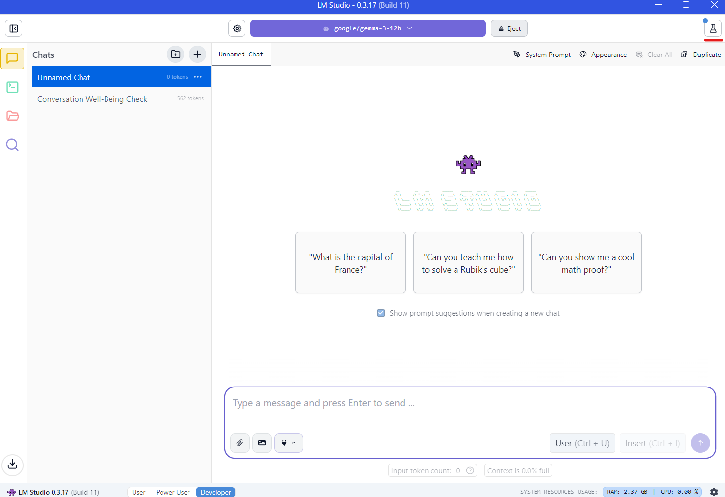 Нажимаем на кнопку Show Settings (иконка мензурки)