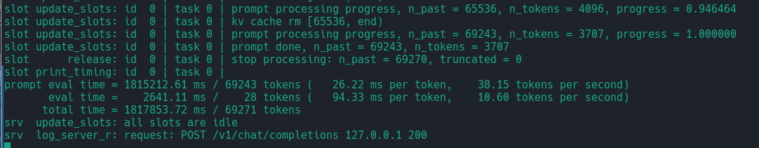 4060 ti с контекстом 70к, скорость pp низкая, скорость tg нормальная