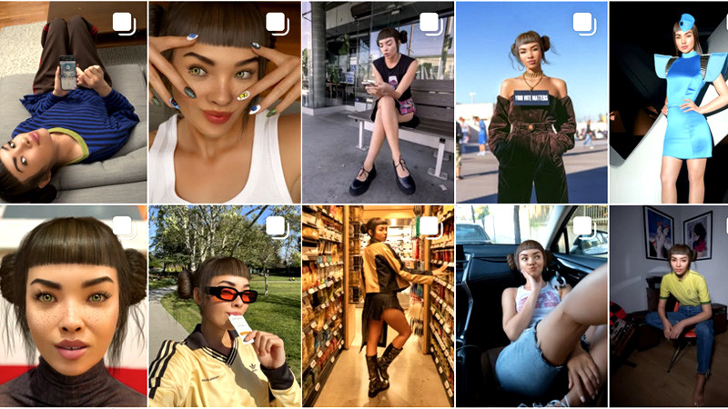 Лента первого успешного цифрового блогера очень похожа на аккаунты живых инфлюенсеров. Как и было задумано