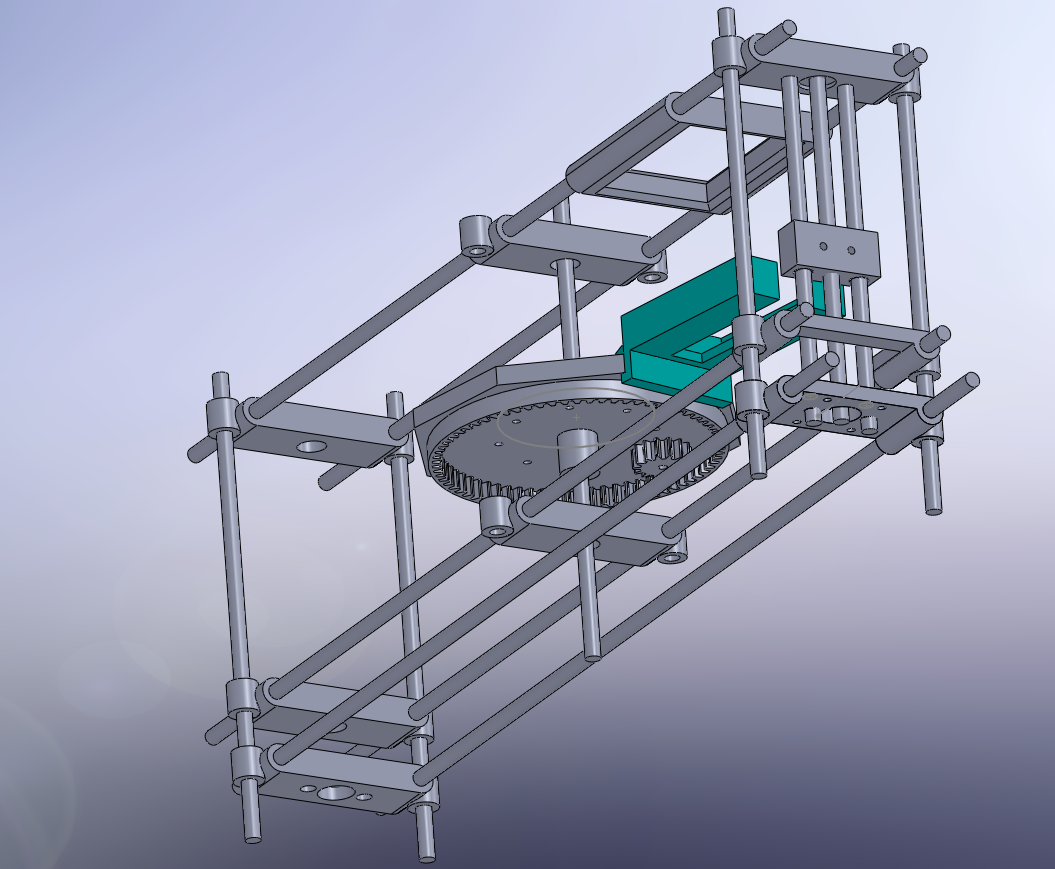 Схема поворотной платформы с одним грузовым лепестком. Всего лепестков должно быть 8 но я их не стал отображать что бы не мешало рассматривать конструкцию. Так же нет толкателя у подъёмника.