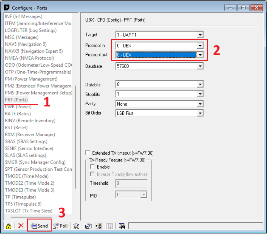 Настройка порта и протокола