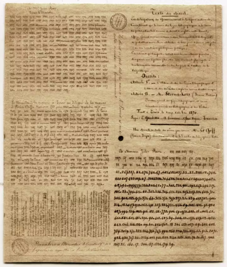 Микрофотографическое сообщение, переданное почтовым голубем во время осады Парижа, 1871 г  