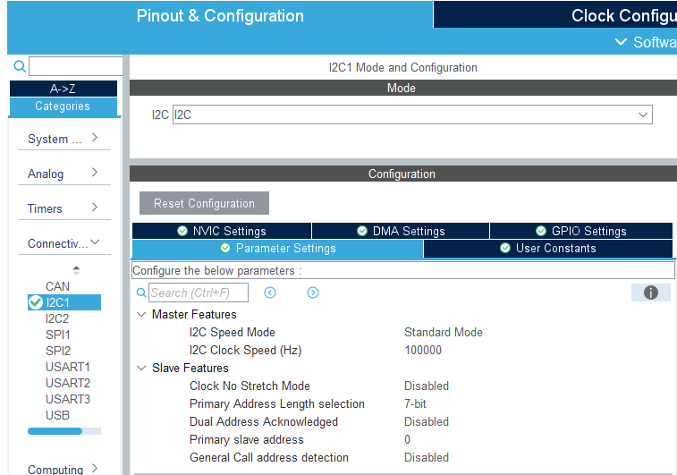 Включение I2C1