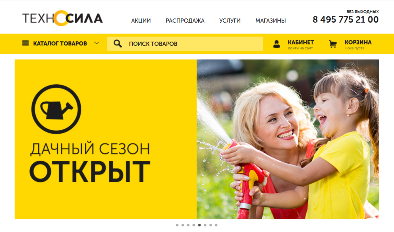 Так выглядела заглавная страница интернет-магазина незадолго до закрытия