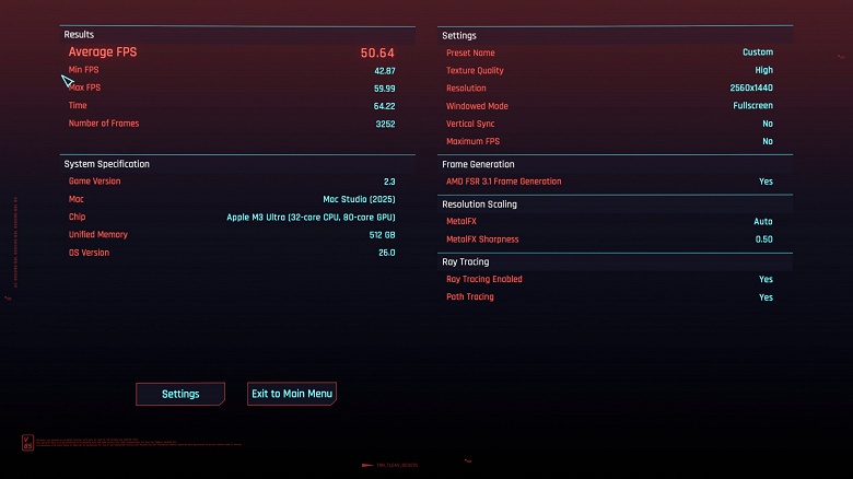 Самый чудовищный чип Apple в Cyberpunk 2077 &mdash; это примерно уровень GeForce RTX 5070 Ti. M3 Ultra показывает всю мощь своего iGPU