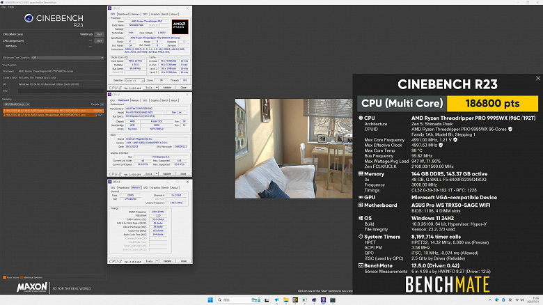 Новейший 96-ядерный AMD Ryzen Threadripper 9995WX разрывает бенчмарки: разгон до 5 ГГц на всех ядрах и почти 190 000 баллов в Cinebench R23 - 2 Новейший 96-ядерный AMD Ryzen Threadripper 9995WX разрывает бенчмарки: разгон до 5 ГГц на всех ядрах и почти 190 000 баллов в Cinebench R23