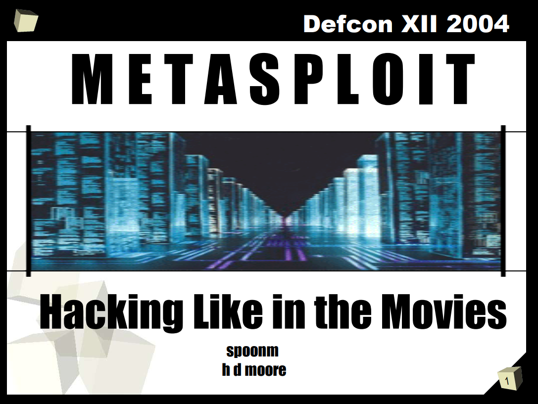 Титульный слайд из презентации инструмента для Defcon XII с дерзким слоганом