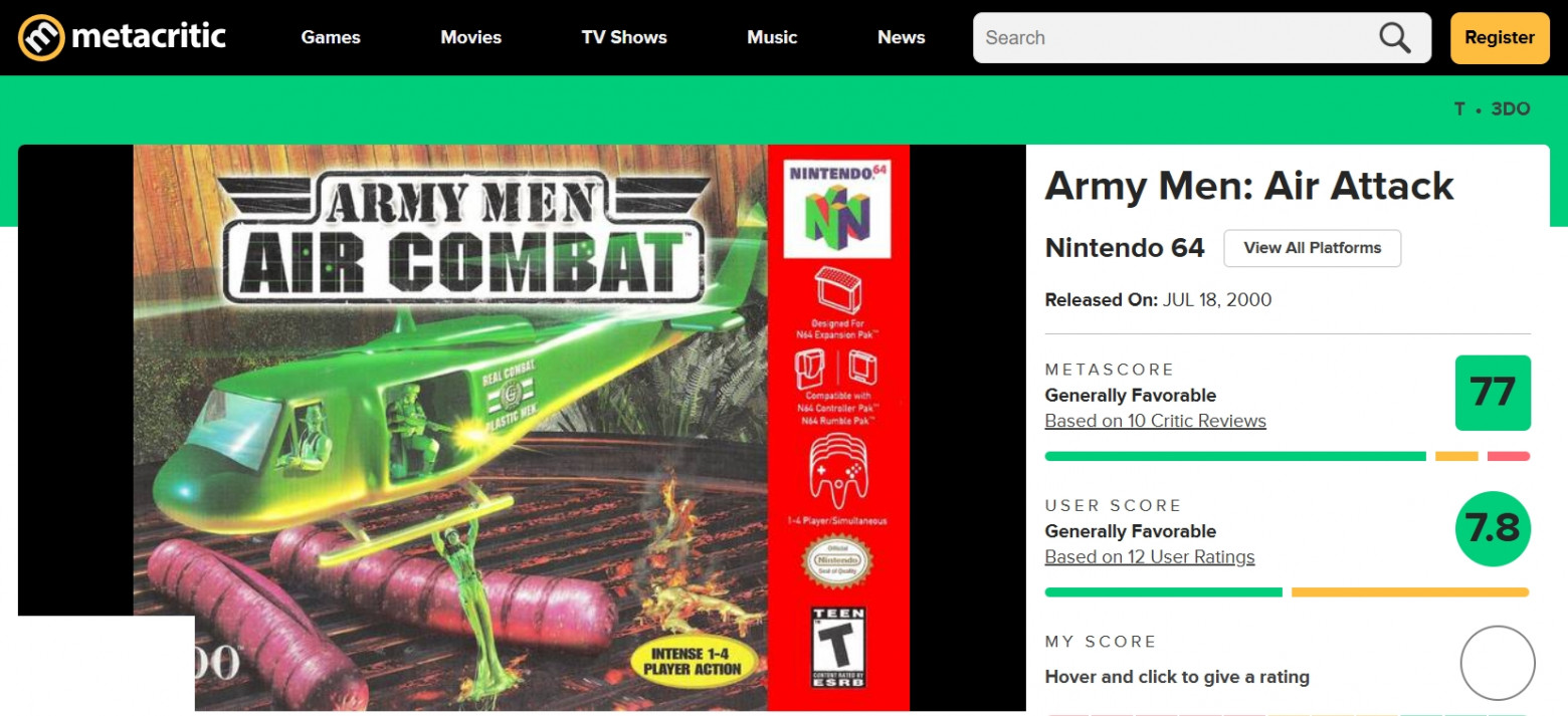Ностальгические игры: Army Men Air Attack - 2 Ностальгические игры: Army Men Air Attack - 2