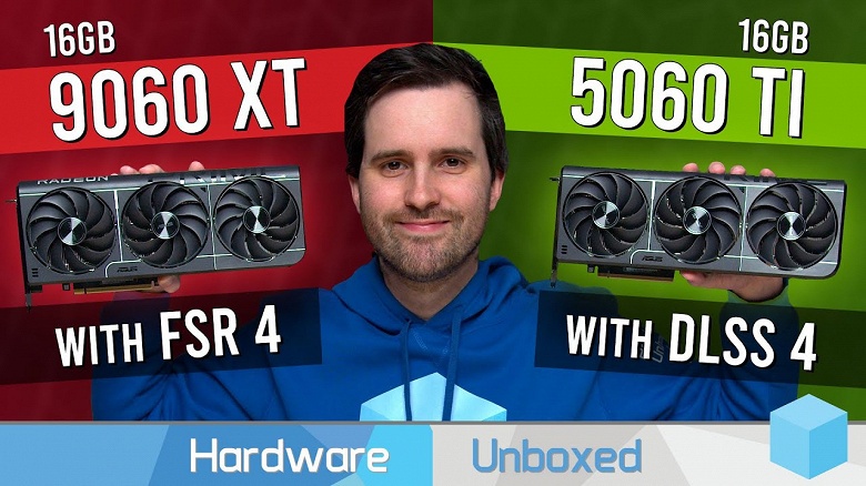 Большинство геймеров всё равно пользуется апскейлерами. Появилось сравнение RTX 5060 Ti 16GB и RX 9060 XT 16GB с использованием DLSS 4 и FSR 4