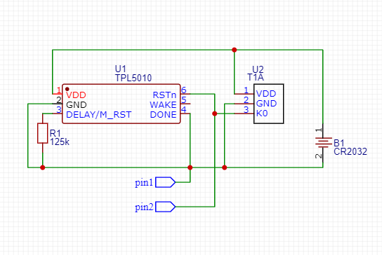 Схема датчика 433 МГц.  pin1 и pin2 - контакты сенсора. 
