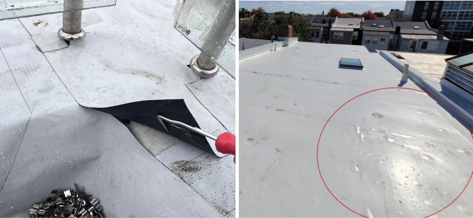 Такие ошибки — классическая история. Монтаж ПВХ-мембраны кажется простым, но вся суть в швах. Температура, скорость, давление прижима должны быть выставлены точно. Недогрел — шов не схватился, перегрел — мембрана стала хрупкой, шов треснул. И самое неприятное: всё это проявляется не сразу, а уже в эксплуатации — через сезон появляются пузыри, отслаивания, протечки.