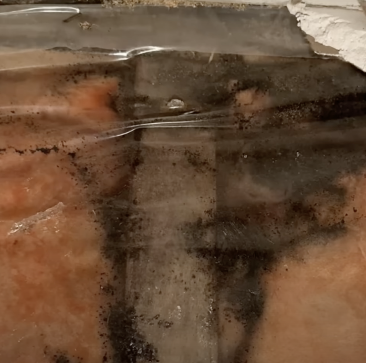 Это фото не с крыши, но итог тот же. Пароизоляционный слой есть, но смонтировали его плохо. В итоге утеплитель намок, перестал держать тепло и начал гнить. 