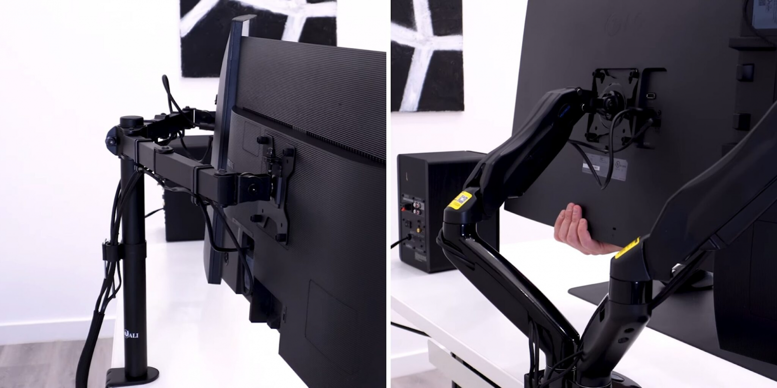 Если разместить монитор на VESA-кронштейне, можно освободить место на столе