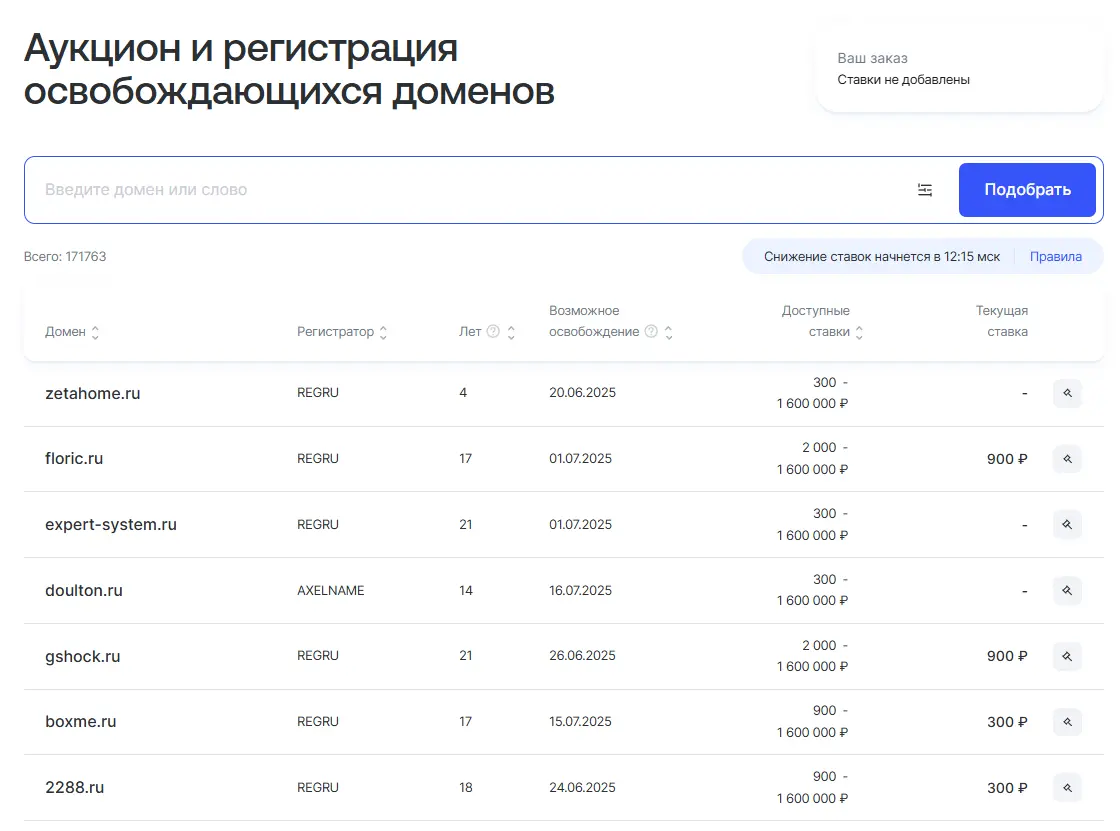 Аукцион reg.ru  