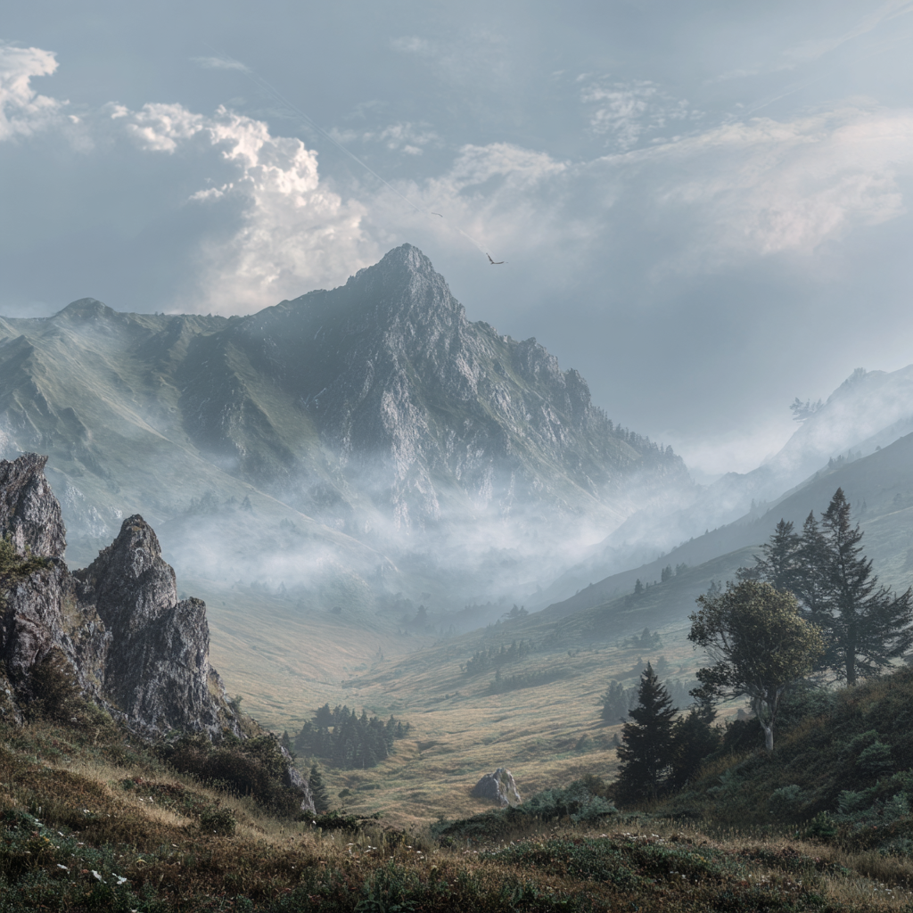 горный пейзаж --no река