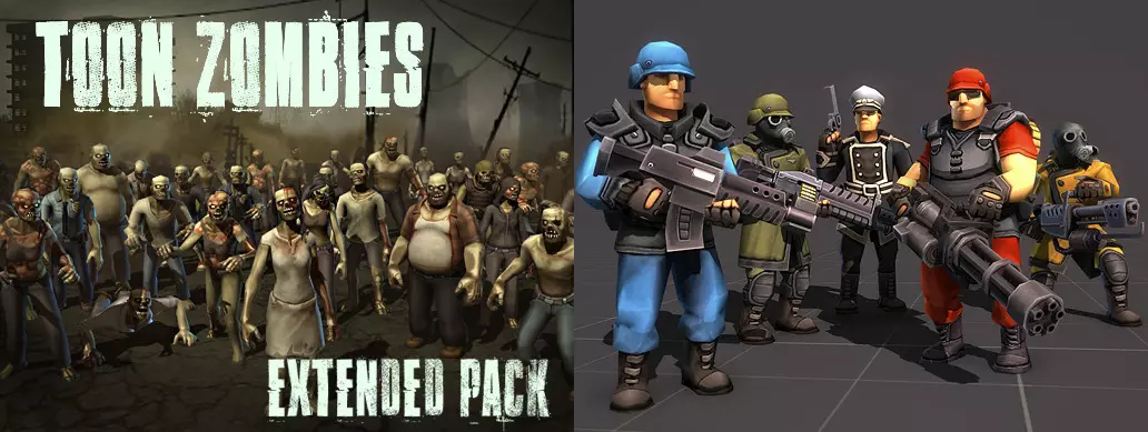 Toon Zombies Extended и Toon Soldiers от Polygon Blacksmith