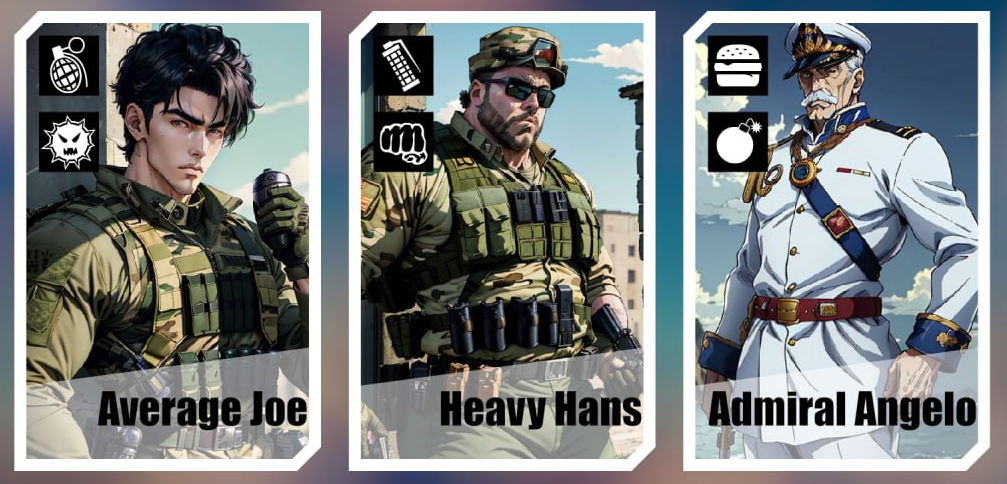 Первый вариант персонажей, под JoJo