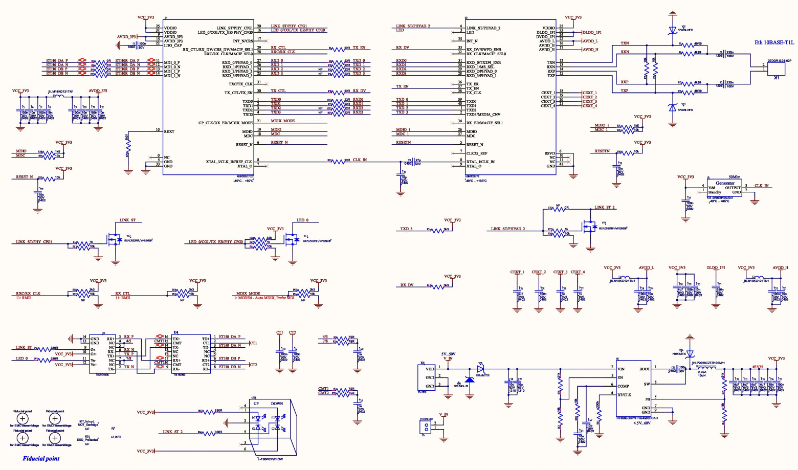 Рис.4. Схема преобразователя 10BASE-T <-> 10BASE-T1L.