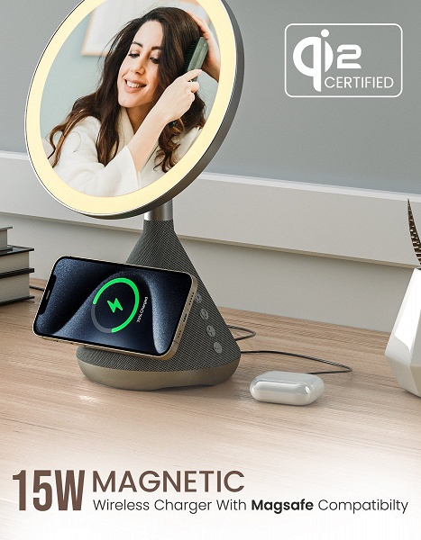 Представлено устройство Portronics Movo с функцией беспроводной зарядки для смартфонов, LED-зеркала и Bluetooth-колонки