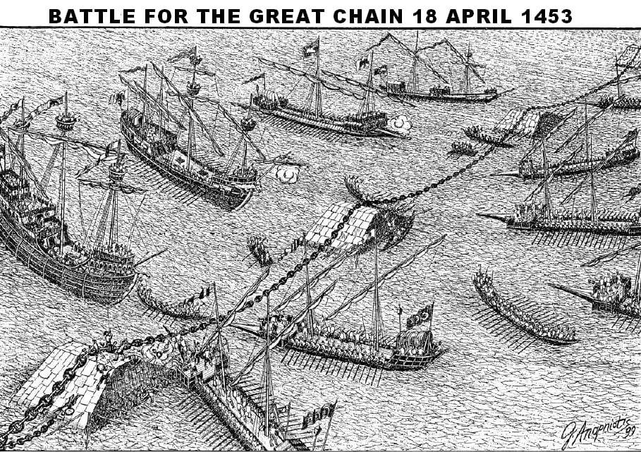 Спустя 700 лет цепь всё же прорвут окончательно, и вытащат на берег.