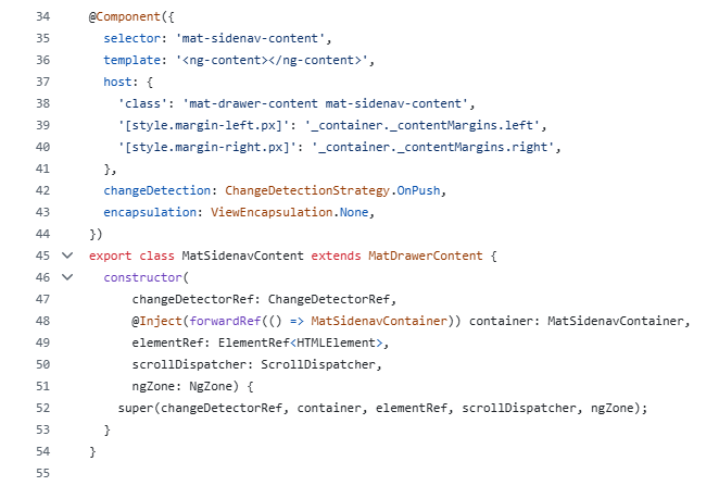 Компонент mat-sidenav-content в файле sidenav.ts