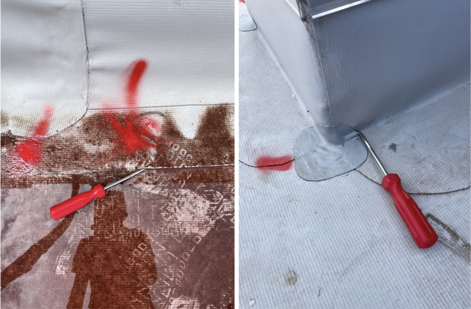 Если материал сварен качественно, стержень не пройдет сквозь него. Но здесь пробник провалился везде: в Т-образных соединениях, во всех углах, даже на прямых участках. В таких местах протечки неизбежны