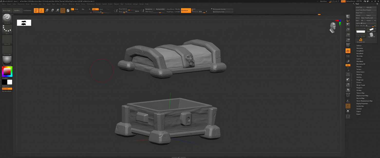 Скульптинг деталей в Zbrush для дальнейшей запечки с хай-поли на лоу-поли. Скульптинг деталей в Zbrush для дальнейшей запечки с хай-поли на лоу-поли.
