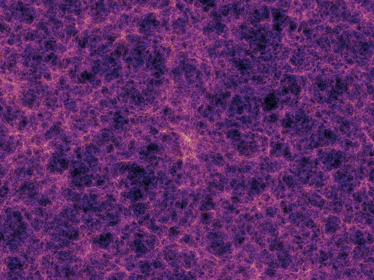 Импрессия ESA/Hubble «cosmic web»: художественно-реалистичная мозаика, хорошо видны крупные войды.  
