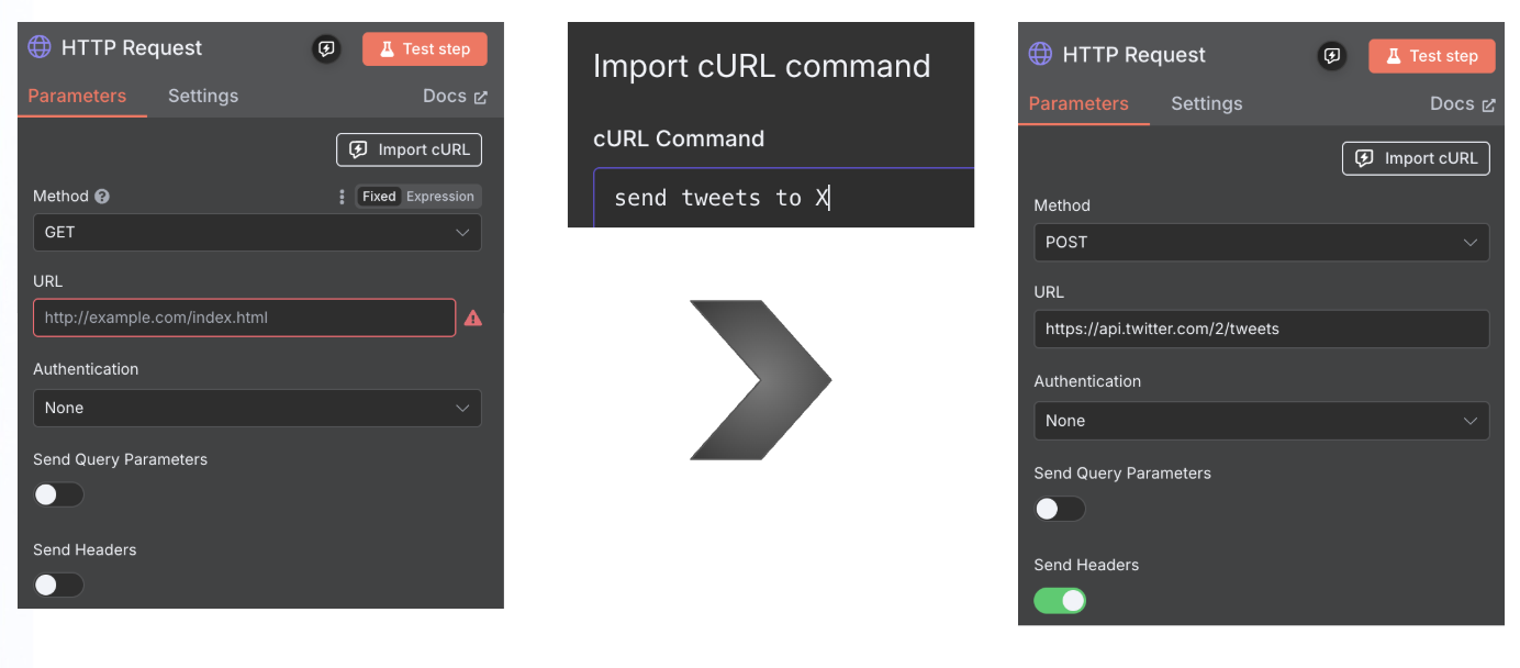 cURL легким движением превращается.. в HTTP ноду