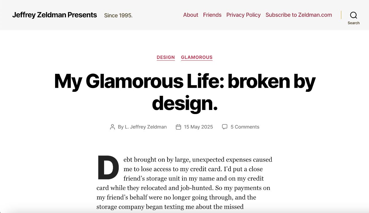 Zeldman website May 2025