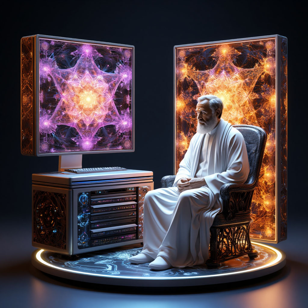 Философ над схваткой нейронок (весь в белом)