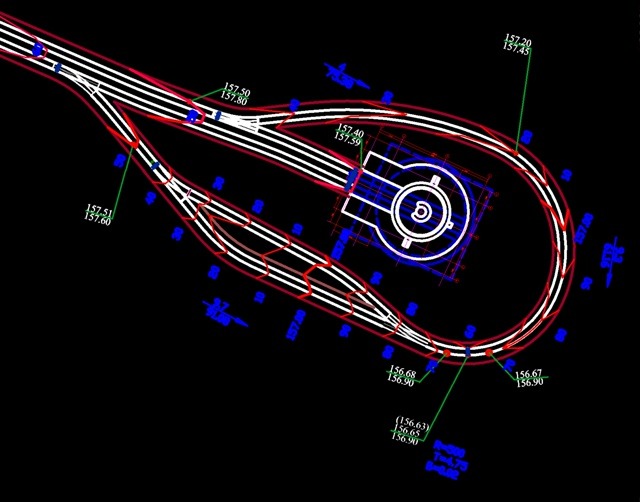План-схема поворотного круга уже с опоясывающим его кольцом, которое, кажется, в таком виде и построили