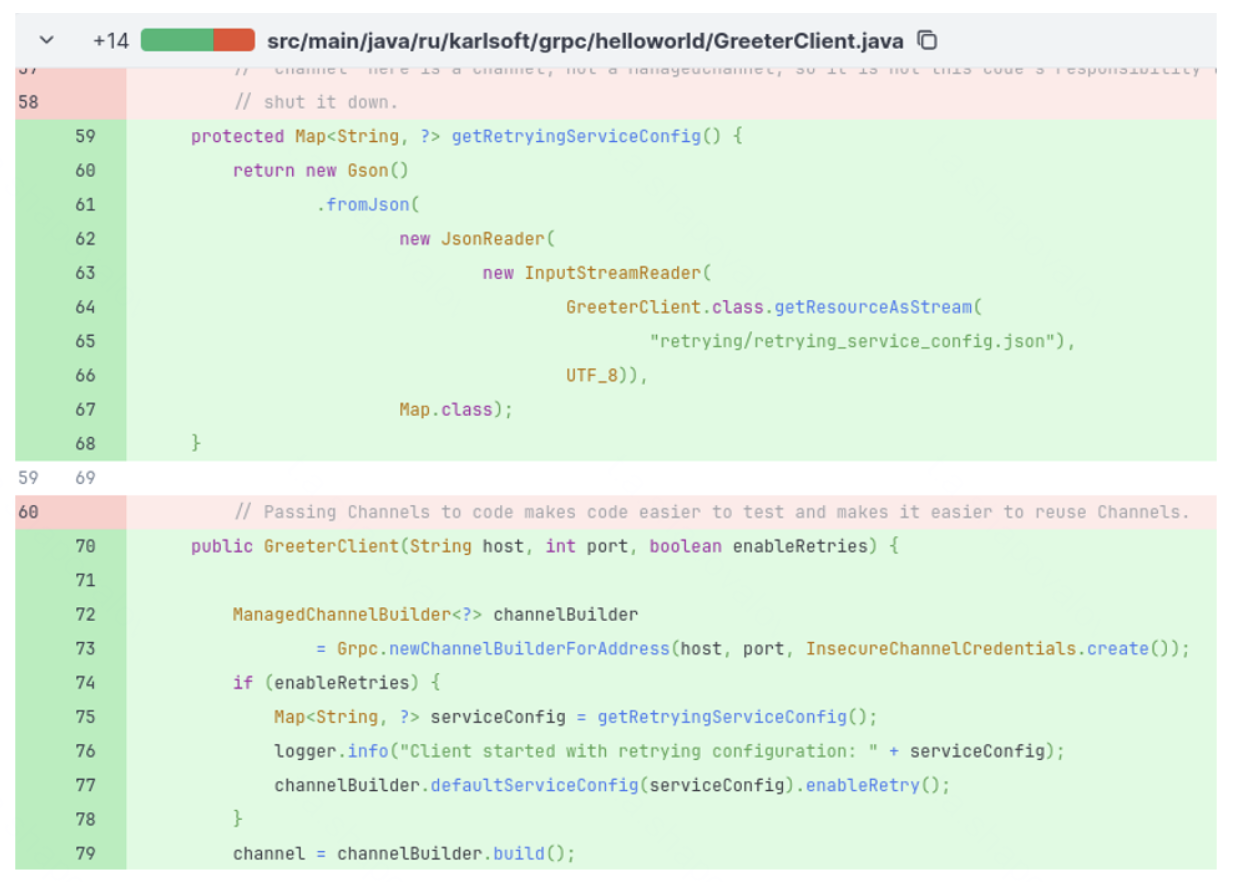 Изменения, которые надо внести в код, чтобы включить ретраи