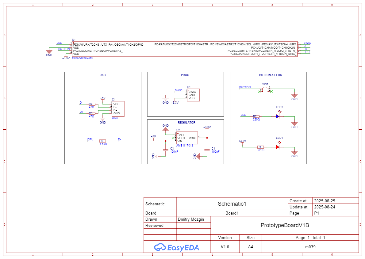 Принципиальная схема второй отладочной платы (с ней все хорошо)