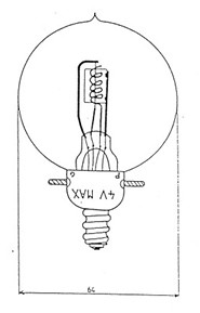 Рис. 2.6. Финишная прямая — вариант предпоследний. Цилиндрический анод, натянутая по его оси прямая нить накала, спиральная сетка. Работало хорошо, была выпущена партия таких ламп. Практика, однако, показала: вертикальное расположение электродной системы оказалось недостаточно вибростойким — часто лампы даже не доезжали целыми с завода до адресатов. Расположение электродов заменили на горизонтальное, а цоколь (впервые!) на быстросменный четырёхштырьковый