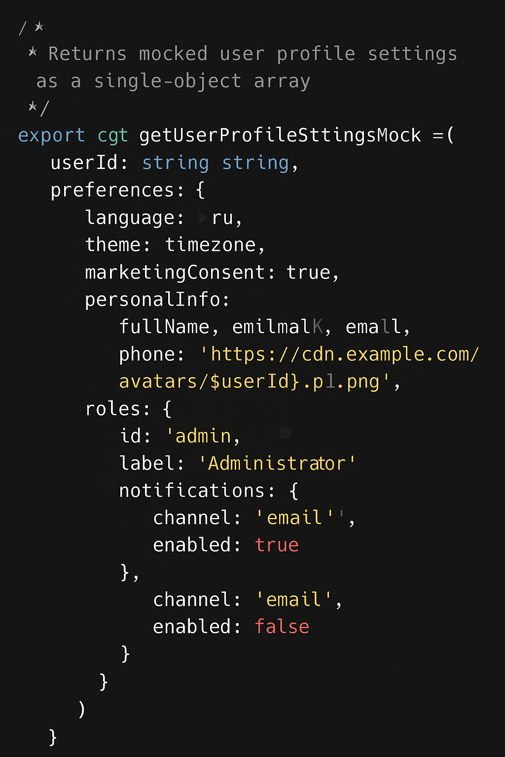 Пример замоканного ответа