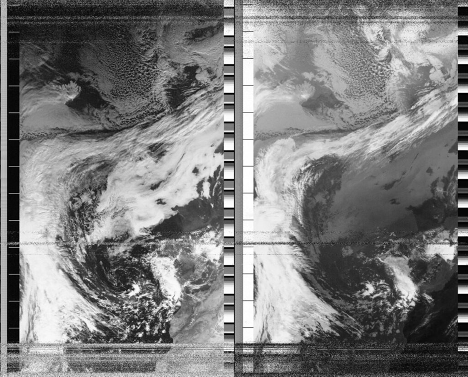 Изображение со спутника в формате APT. Источник