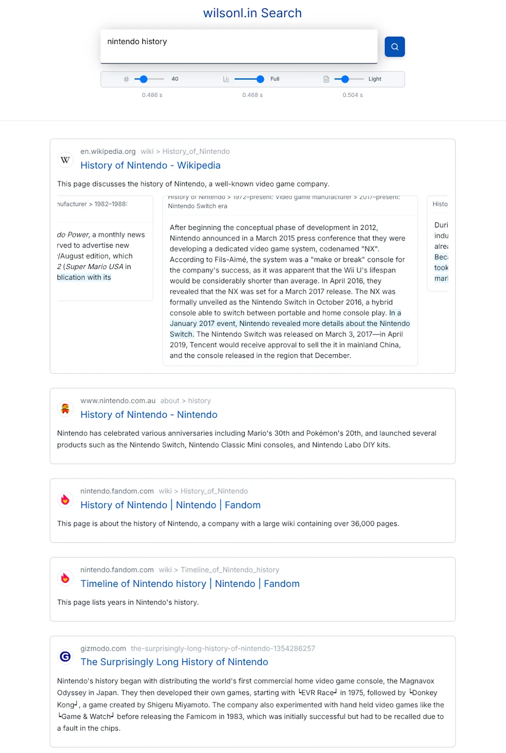 Облачный поисковик Уилсона Лина работает на векторной базе данных и выводит краткие резюме каждого поста, написанные LLM, разной длины