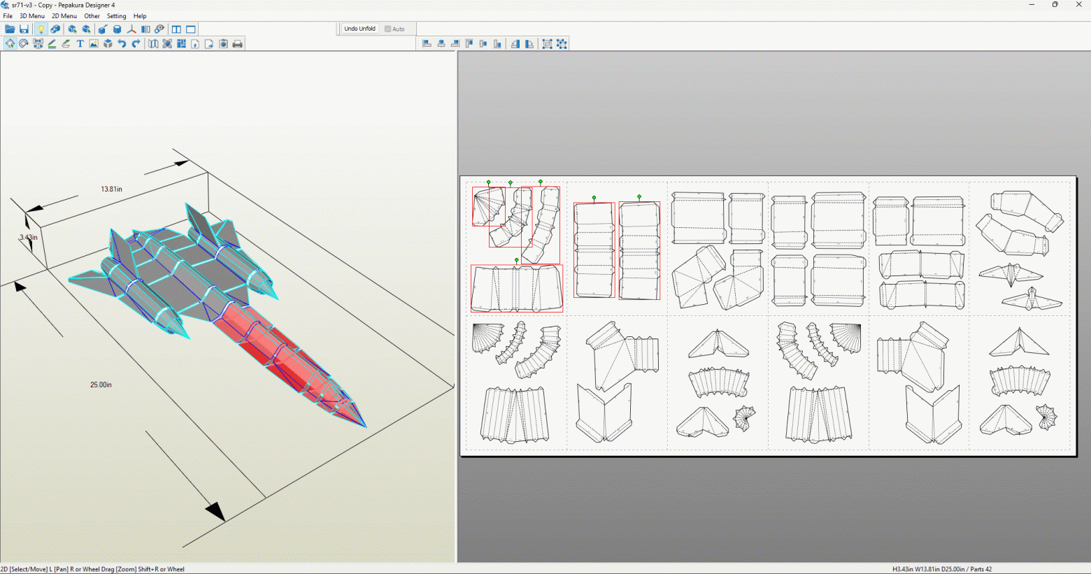3D-моделирование из бумаги - 10 Manual arrangement of parts, which now has logical groupings