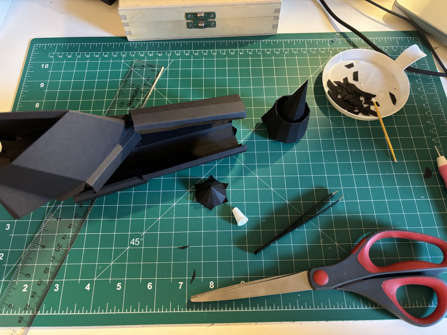 Beginning to assemble the engine (see completed inlet spike).