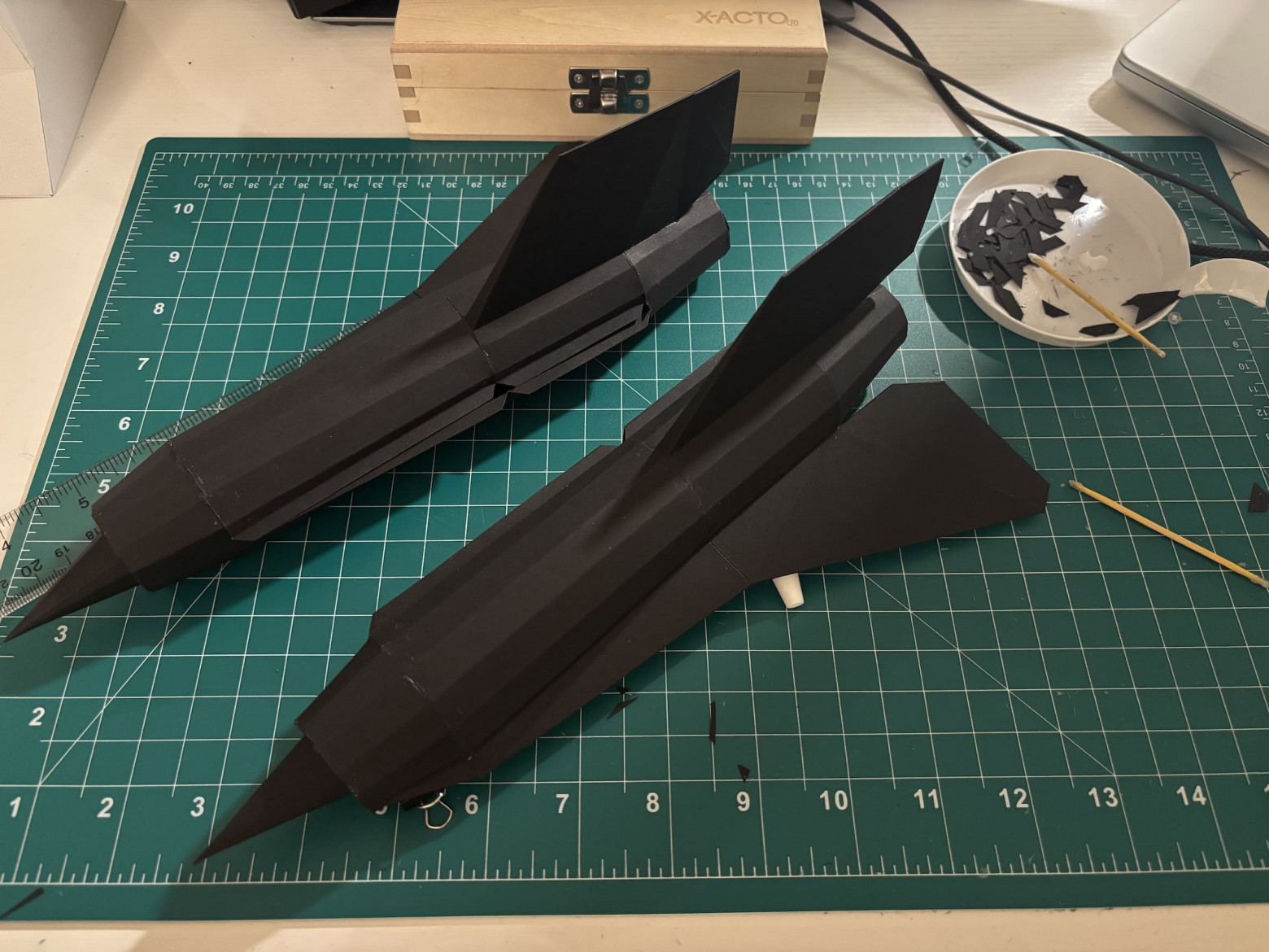 Both engines and partial wings, fully assembled.