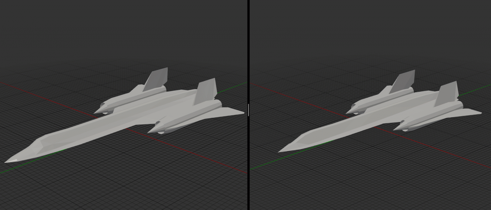 3D-моделирование из бумаги - 25 First mesh iteration (left) vs. latest mesh iteration (right).
