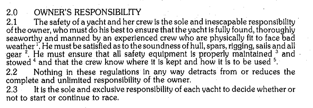 Взято из официального заключения расследования the 1979 Fastnet Race inquiry  