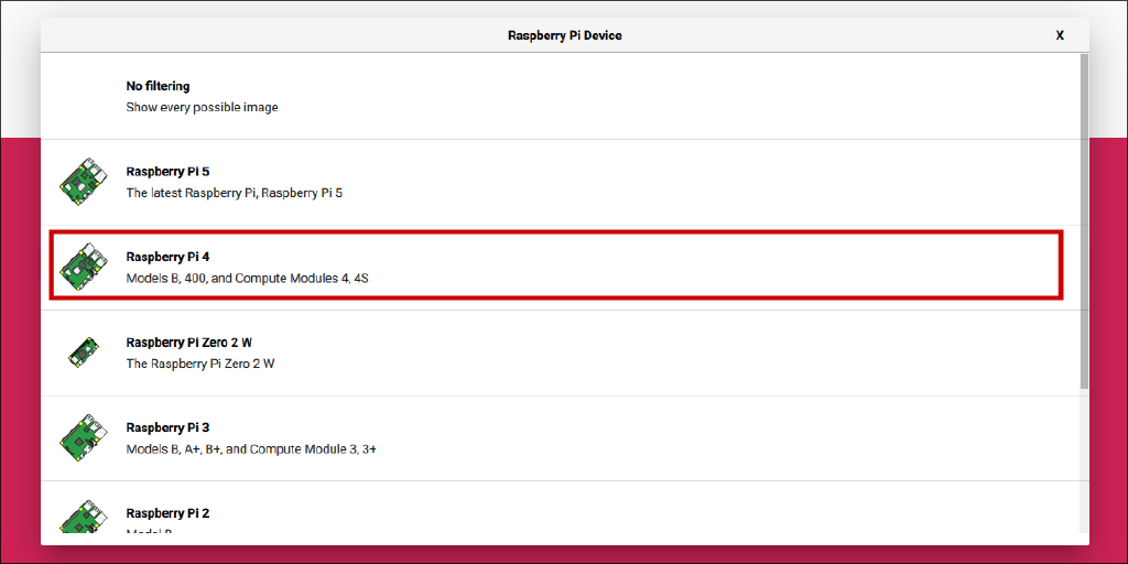 Выбор модели устройства