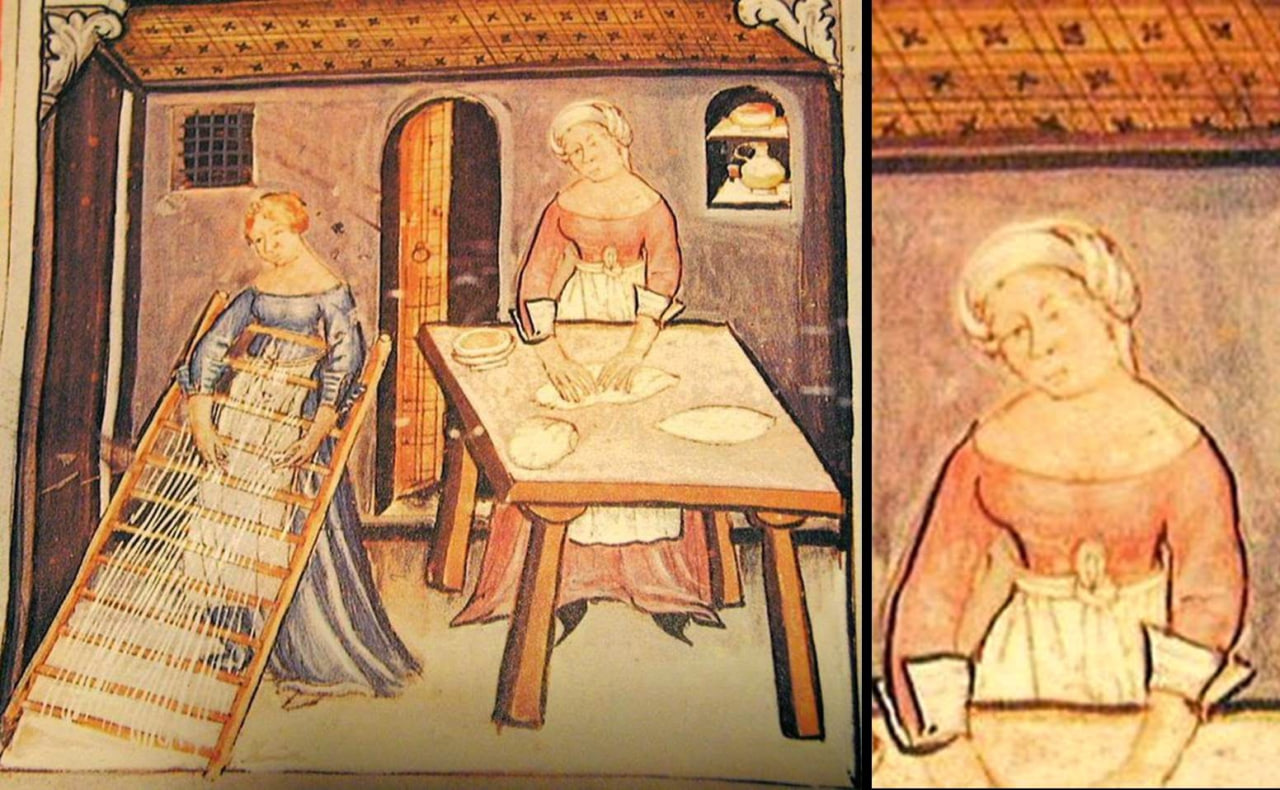 Приготовление спагетти на средневековой миниатюре